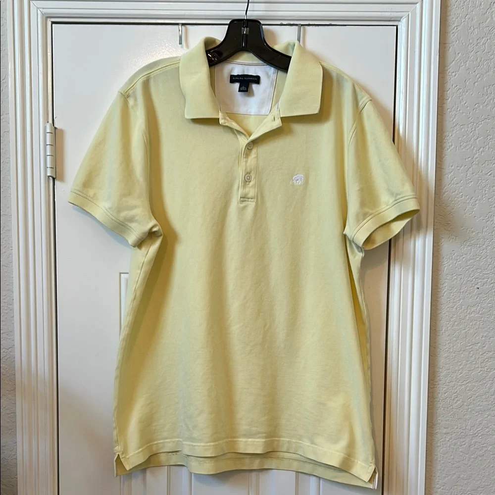 Banana Republic Men's Pique Polo Shirt Size L Yellow Elephant Logo